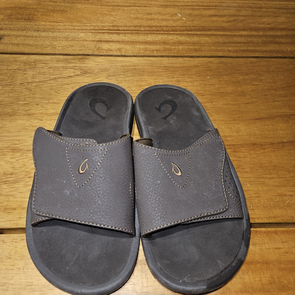 Olukai Nalu Gray Slide Sandals